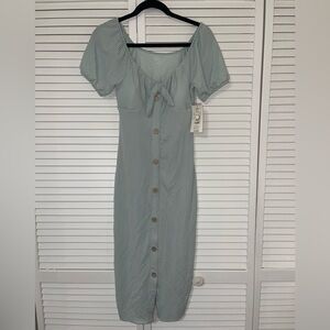 Elegant Blue Button-Down Dress